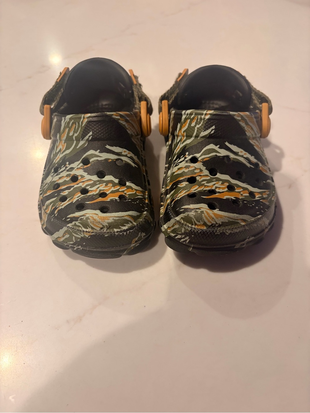 CROCS Toddler size 5 Camo Clog with Orange Accents